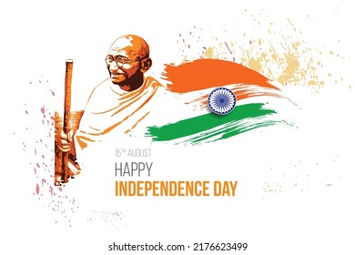 Indian Independance day indian vector mahathma gandhi vector august 15 vector national flag vector illustration