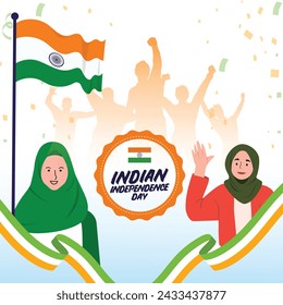 Indian independence Celebrations Day Illustration Vector Banner And Post Design, Celebrations Day Clip Art Set. India National Flag Freedom Independence Patriotism Template.