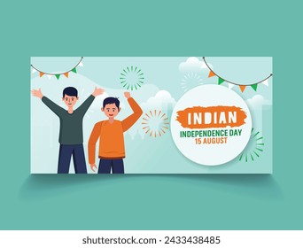 Indian independence Celebrations Day Illustration Vector Banner And Post Design, Celebrations Day Clip Art Set. India National Flag Freedom Independence Patriotism Template.