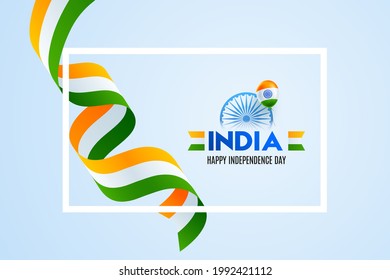 Indian Independence Day, 15th August Background Design with Abstract Tri Color ribbon