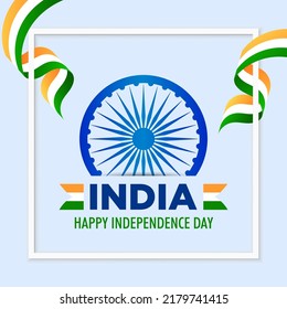 Indian Independence Day 15th August poster Design with Abstract Tri Color ribbon