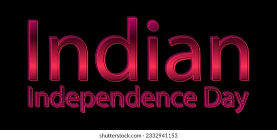 Tercer texto del Día de la Independencia India, celebración india. Inscripción manuscrita con efecto volumétrico sobre un fondo negro.