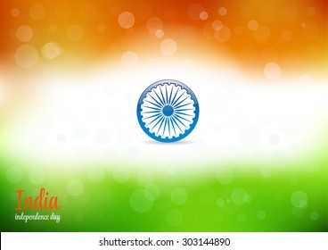 Indian Independence Day Abstract Vector Background. Background of stylized Watercolor drawing the flag of India and contain Bokeh lights.
