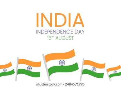 Día de la Independencia India 15 de agosto. Bandera de la India. Ilustración vectorial.