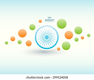 Indian Independence Day background with Ashoka wheel. Abstract colorful background. 15th August, India Independence Day celebrations concept national flag color theme. Independence Day celebrations