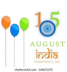 Indischer Unabhängigkeitstag Hintergrund mit Ballons und Text 15 August Indien.