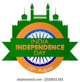 Indian Independence Day background with flag tricolor, green, orange and white. Patriotism template, greeting card, poster, Happy India Freedom celebration.