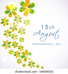 Indian Independence Day background with flowers in national flag tricolors.