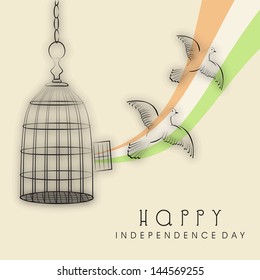 Antecedentes del Día de la Independencia de la India con paloma voladora, concepto de libertad.