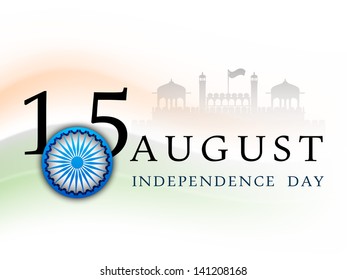 Antecedentes del Día de la Independencia de la India con texto del 15 de agosto y rueda de Ashoka.