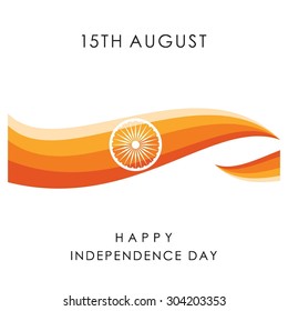 Indian Independence Day background. Vector 15 August. Beautiful Orange Flag stripes Celebration Card. Illustration