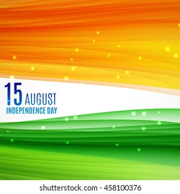 Indian Independence Day Background with Waves and  Ashoka Wheel. Vector Illustration