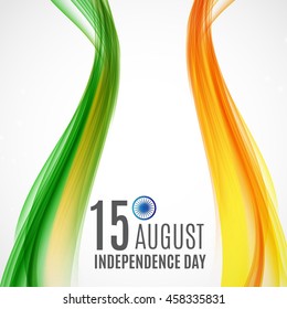 Indian Independence Day Background with Waves and  Ashoka Wheel. Vector Illustration