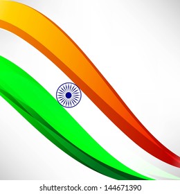 Indian Independence Day background with waving flag.