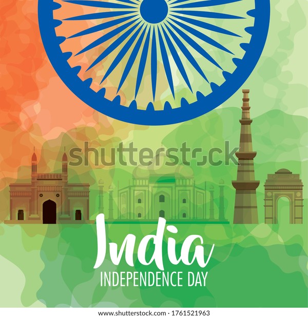 Indian Independence Day Celebration Ashoka Wheel Stock Vector (Royalty ...