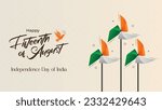 Indian Independence Day celebration banner with Realistic Tricolor Pinwheels. 15th of August poster template
