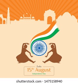 Indian Independence Day celebration flag. 15 august. india flag- vector- illustration