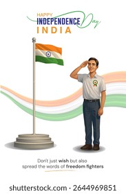 Indian Independence Day Celebration with Tricolor Flag and Patriotic Theme Vector