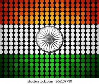 Indian Independence Day celebrations 15th of August halftone background dots with flag colors vector