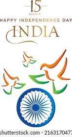 Indian Independence Day celebrations with graphic of freedom dove and Ashoka Wheel.