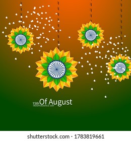 Indian Independence Day celebrations with stylish text, Flyer design of 15th August, vector illustration.