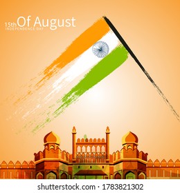 Indian Independence Day celebrations with stylish text, Flyer design of 15th August, vector illustration.