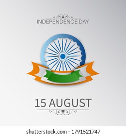 Indian Independence Day celebrations with stylish text 15 August text and Ashoka Wheel.
