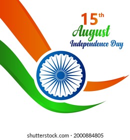 Indian Independence Day concept background with Ashoka wheel. 15th August india Happy Independence Day. Vector Illustration