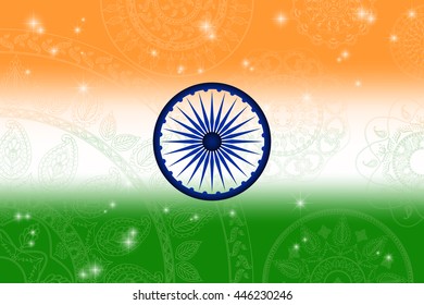 Indian Independence Day concept background with Ashoka wheel. Vector Illustration