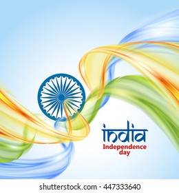 Indian Independence Day concept background with Ashoka wheel. Vector Illustration. Flag India theme background for Republic day.