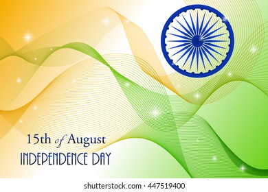 Indian Independence Day concept background with Ashoka wheel. Vector Illustration.