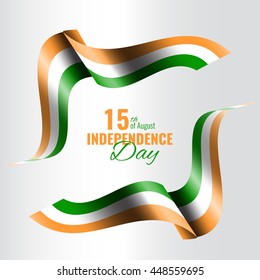 Indian Independence Day concept background. Holiday banner with waving flag. Stock vector.