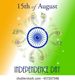 Indian Independence Day concept background with Ashoka wheel. Vector Illustration.