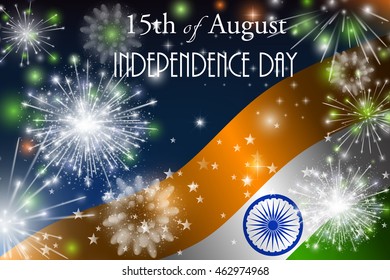 Indian Independence Day concept background with Ashoka wheel. Vector Illustration.
