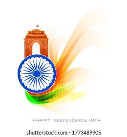 Indian Independence Day concept, Hand Drawn Sketch Vector illustration. Say Happy Independence day in Hindi