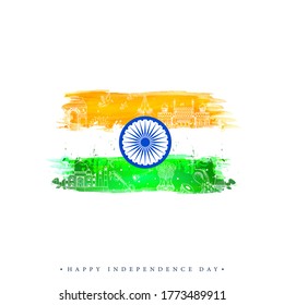 Indian Independence Day Concept Hand Drawn Stock Vector (Royalty Free ...