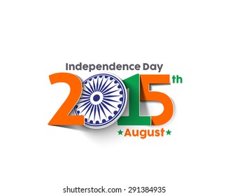Indian Independence Day concept with text 2015 and 15th August Text Design 
