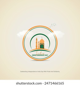 Indian Independence Day Crative Ads Design. Indian flag icon isolated on Template for background. Independence Day  Poster, vector. illustration, August 8. Important day