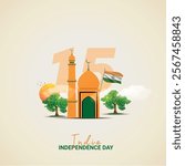 Indian Independence Day, Indian Independence Day creative ads design. social media post vector 3D illustration. 
