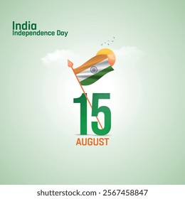 Indian Independence Day, Indian Independence Day creative ads design. social media post vector 3D illustration. 
