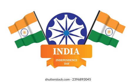 indian independence day design with 3d flag design 