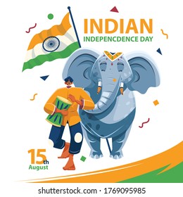 Indian Independence Day Elephant With Man