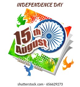 Indian Independence day festive background with text, vector illustration