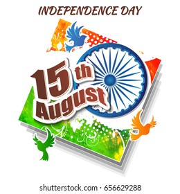 Indian Independence day festive background with text, vector illustration