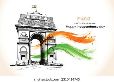 Día de la independencia india con ilustración vectorial de la puerta de la India   