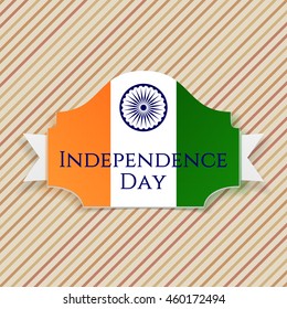Indian Independence Day. Label with Ribbon