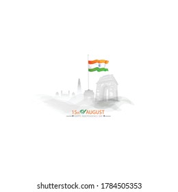 Indian Independence Day on August 15th Vector illustration, Indian flag and Ashoka chakra