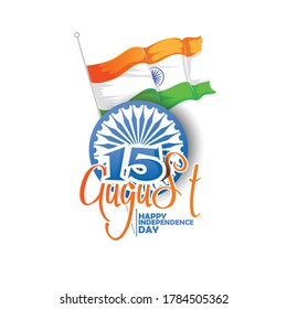 Indian Independence Day on August 15th Vector illustration, Indian flag and Ashoka chakra