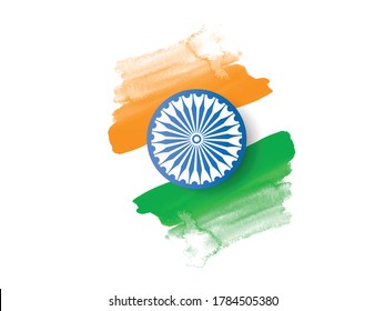 Indian Independence Day on August 15th Vector illustration, Indian flag and Ashoka chakra