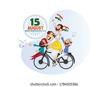 Indian Independence Day on August 15th Vector illustration, Indian flag and Ashoka chakra